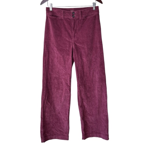 Faherty Pants - Faherty Stretch Corduroy Wide Leg Organic Cotton Velvet Maroon Women’s Size 29